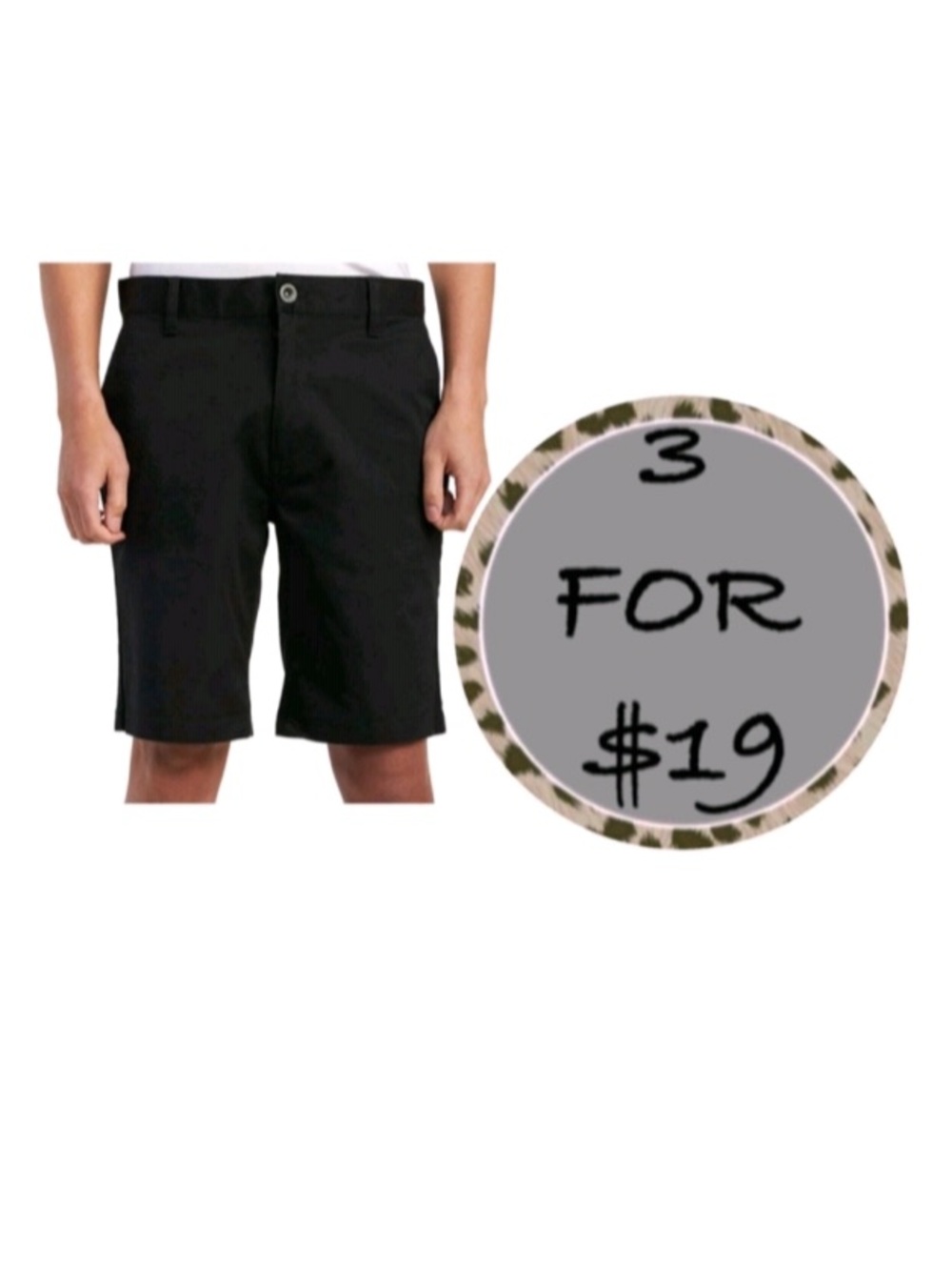 3/$19 RVCA Weekend Stretch black chino Shorts